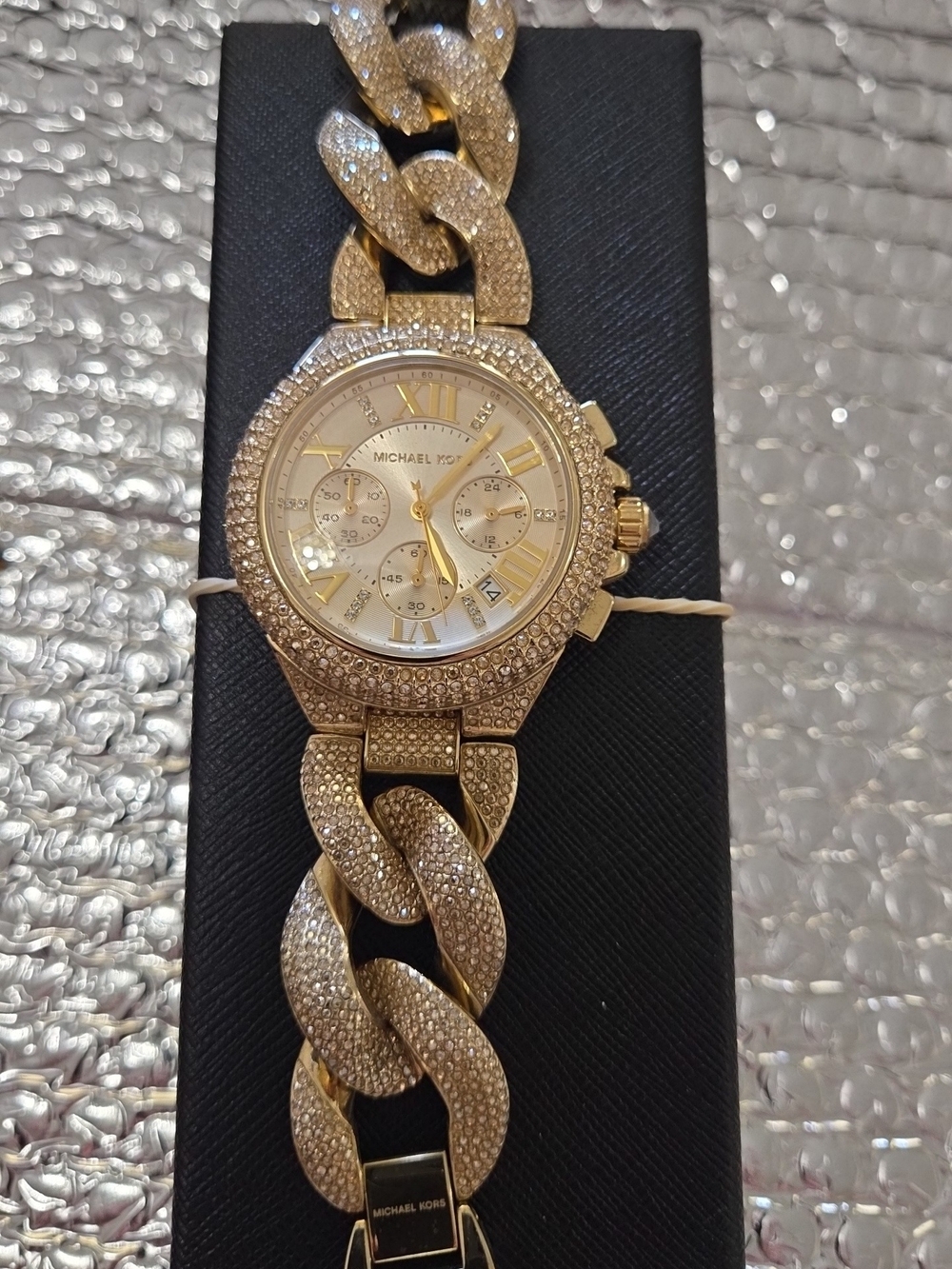 Michael Kors Gold Pavé Crystal Link Chronograph Watch